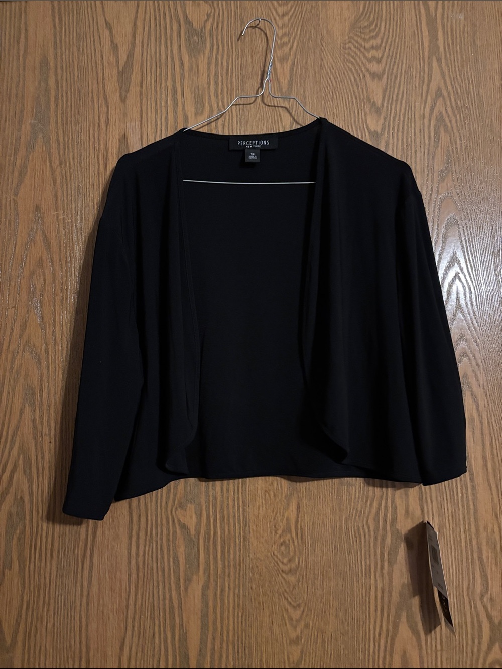 Perceptions Black Draped Open-Front Bolero Size 18 NWT